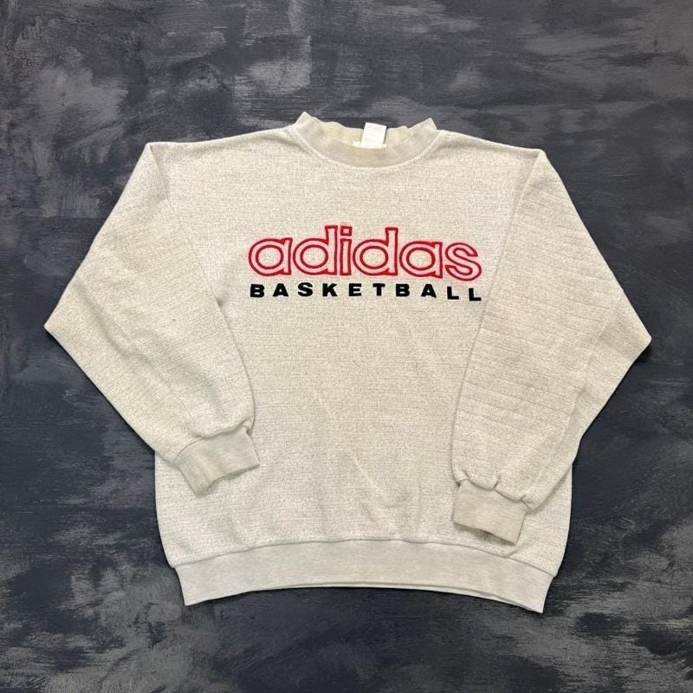 Vintage Adidas Basketball Sweatshirt Mens Medium Gray 1990s